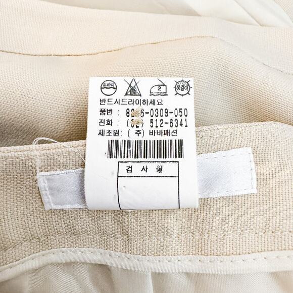 Izzat Baba Cream Straight Pencil Skirt Linen Blend Size 26 - Picture 3 of 5